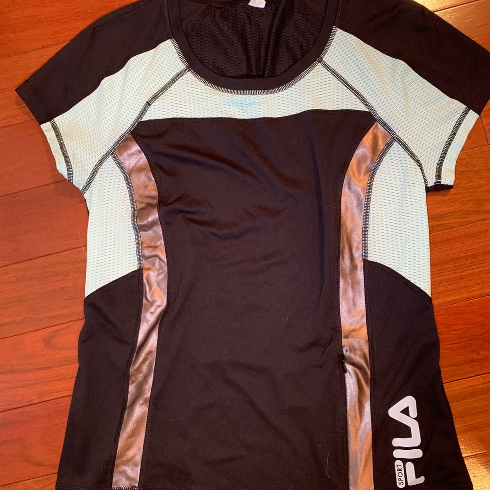 Fila Black and Mint Performance Tee